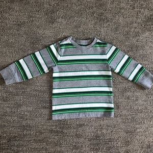 Toddler Long Sleeve Shirt - Green/Grey/White Striped